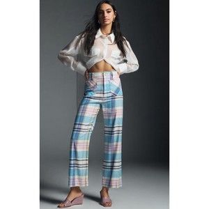 Anthropologie Multicolor Plaid Wide Leg Pants